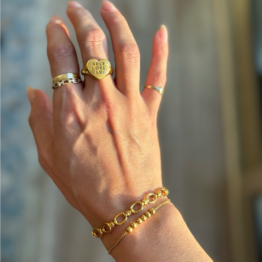 18K Gold Plated ‘Self Love Club’ Ring Size 8 - Picture 3 of 5